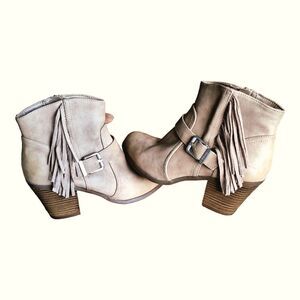 Festival Fringe Ankle Booties Leah beige zip 7.5M CIRCUS by SAM EDELMAN Boots